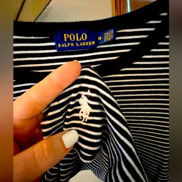 Ralph Lauren Polo black and white striped medium tops - Picture 3 of 3